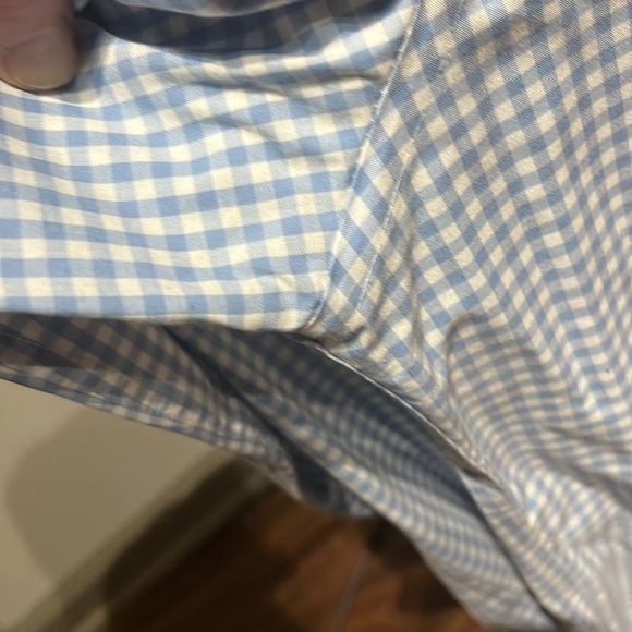 Men’s blue and white Gingham Check slim J crew, French collar 16 1/2 / 35. - Picture 4 of 7